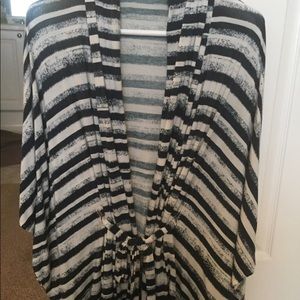 Navy and White tie Poncho